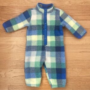 OLD NAVY EUC Boys Colorful Checkered Sherpa Fleece Warm Cozy Romper